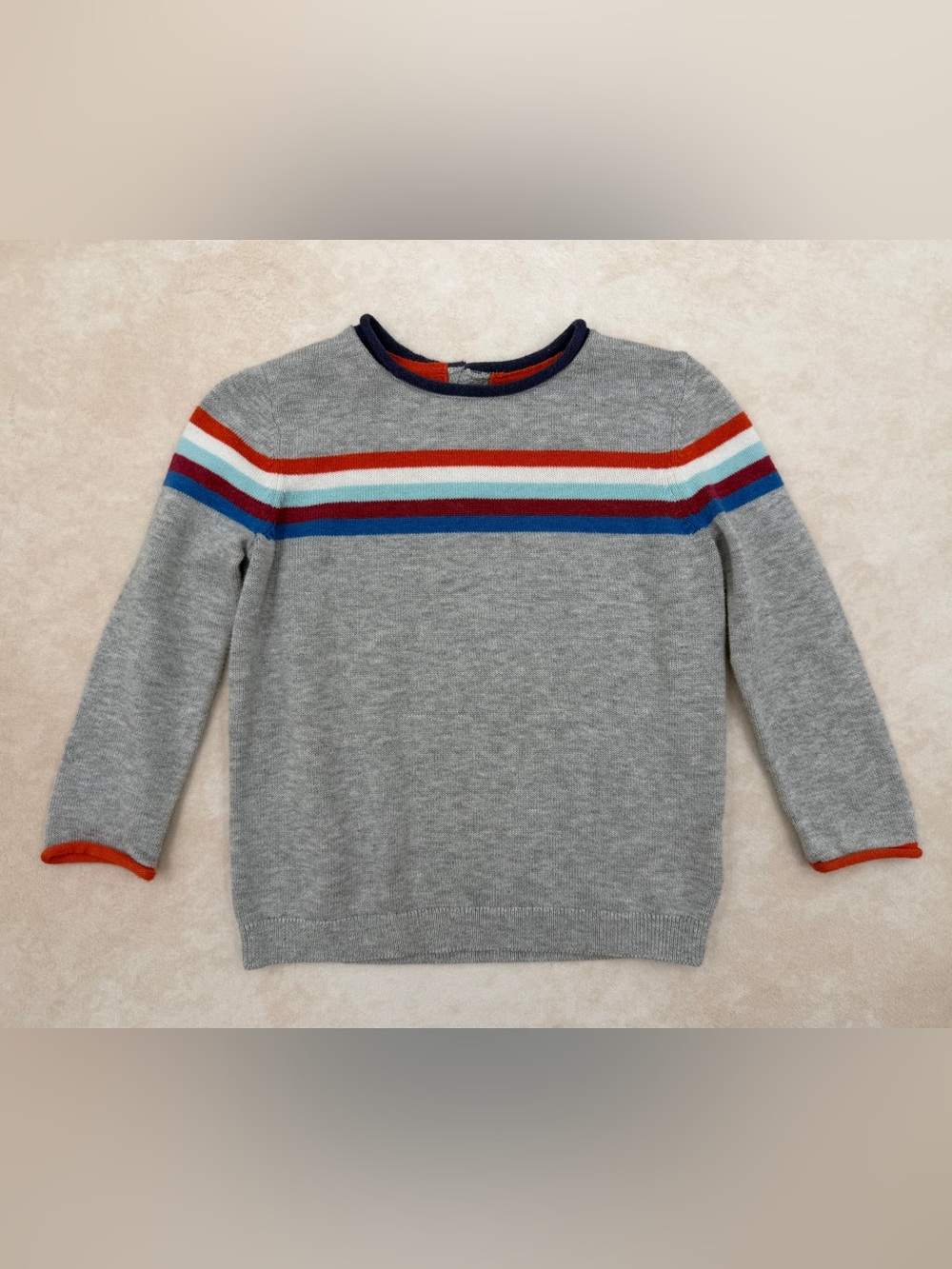 Baby Boden Gray Stripe Sweater